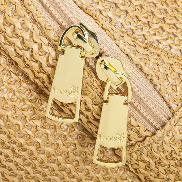 Khaki RFID Blocking Straw Summer Fanny Pack with Adjustable Strap for Women - Picture 8 of 8